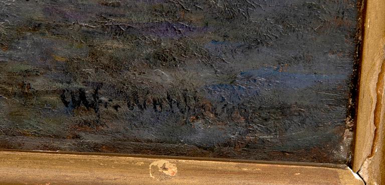 Alfred Wahlberg,  olja på pannå, signerad och daterad -93(?).