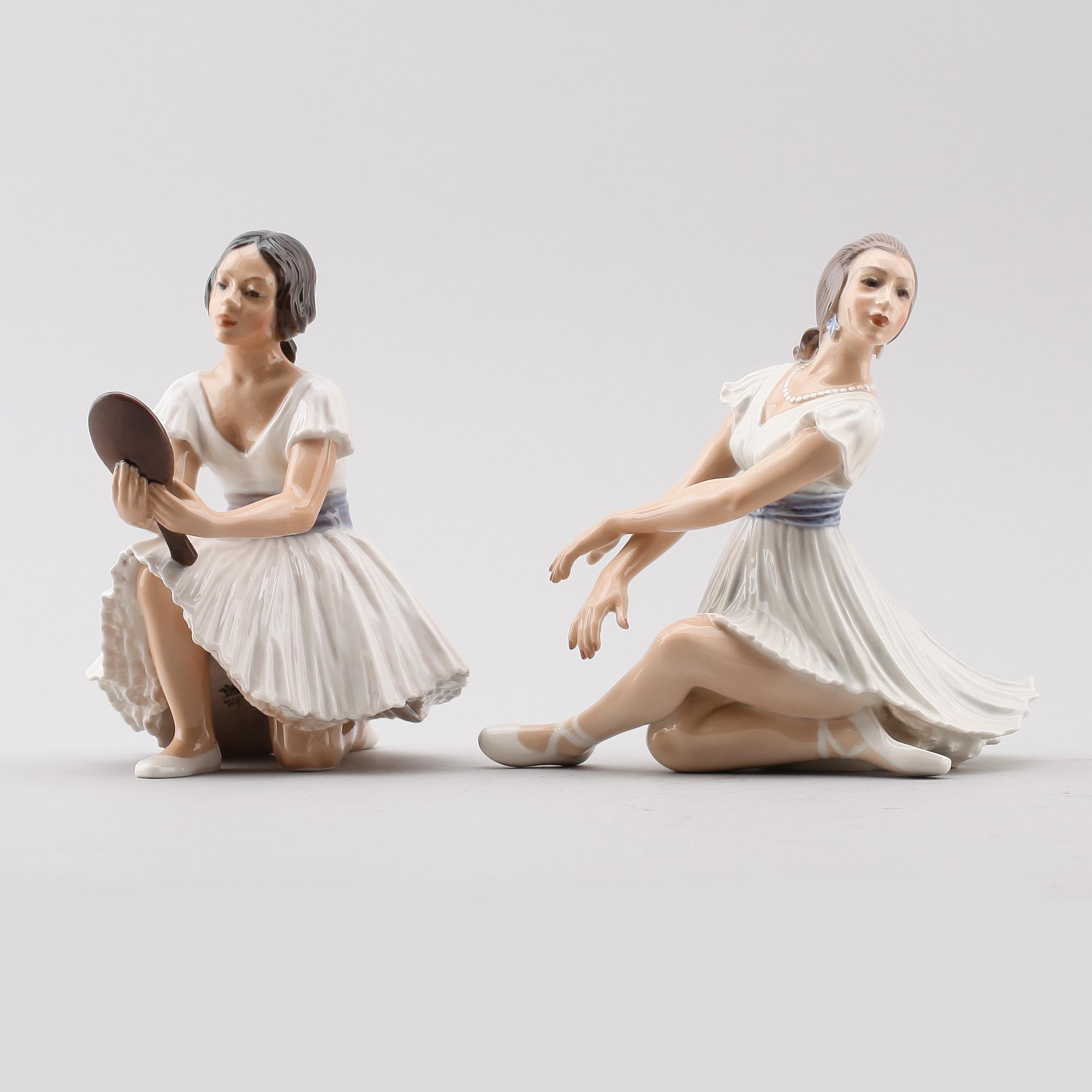 FIGURER, 2 st, porslin, Dahl Jensen, Danmark.