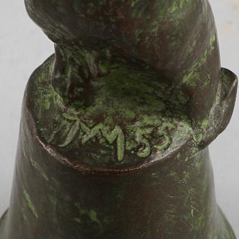 JUSSI MÄNTYNEN, skulptur, brons, monogramsignerad och daterad 55.