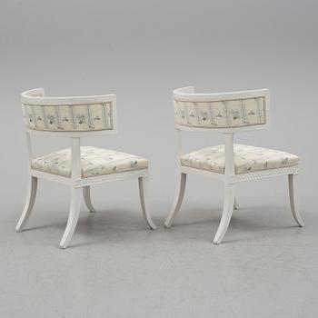 A pair of Swedish late Gustavian 1790's klismos chairs.