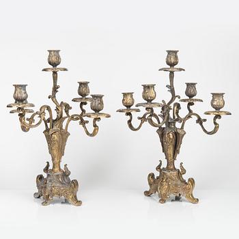 Kandelabrar ett par, nyrokoko, 1800-talets slut.