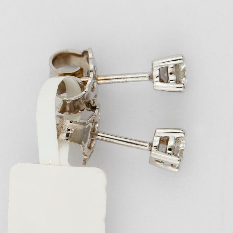 ÖRHÄNGEN, Enstensörhängen, ett par, 18k vitguld med briljantslipade diamanter tot ca0,32ct. Vikt 1,5g.
