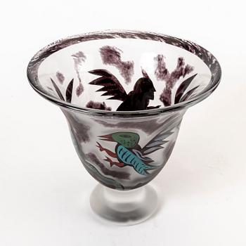 An Ulrica Hydman-Vallien signed glass bowl from Kosta Boda.