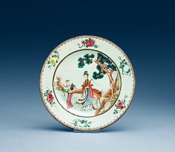 1430. TALLRIK, kompaniporslin. Qing dynastin, Qianlong (1736-95).