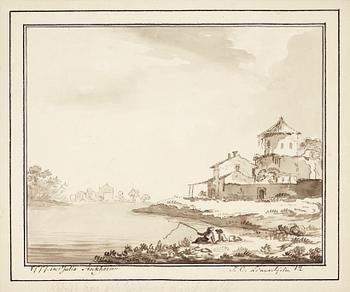 451. Jonas Carl Linnerhielm, Landscape with fisher men.