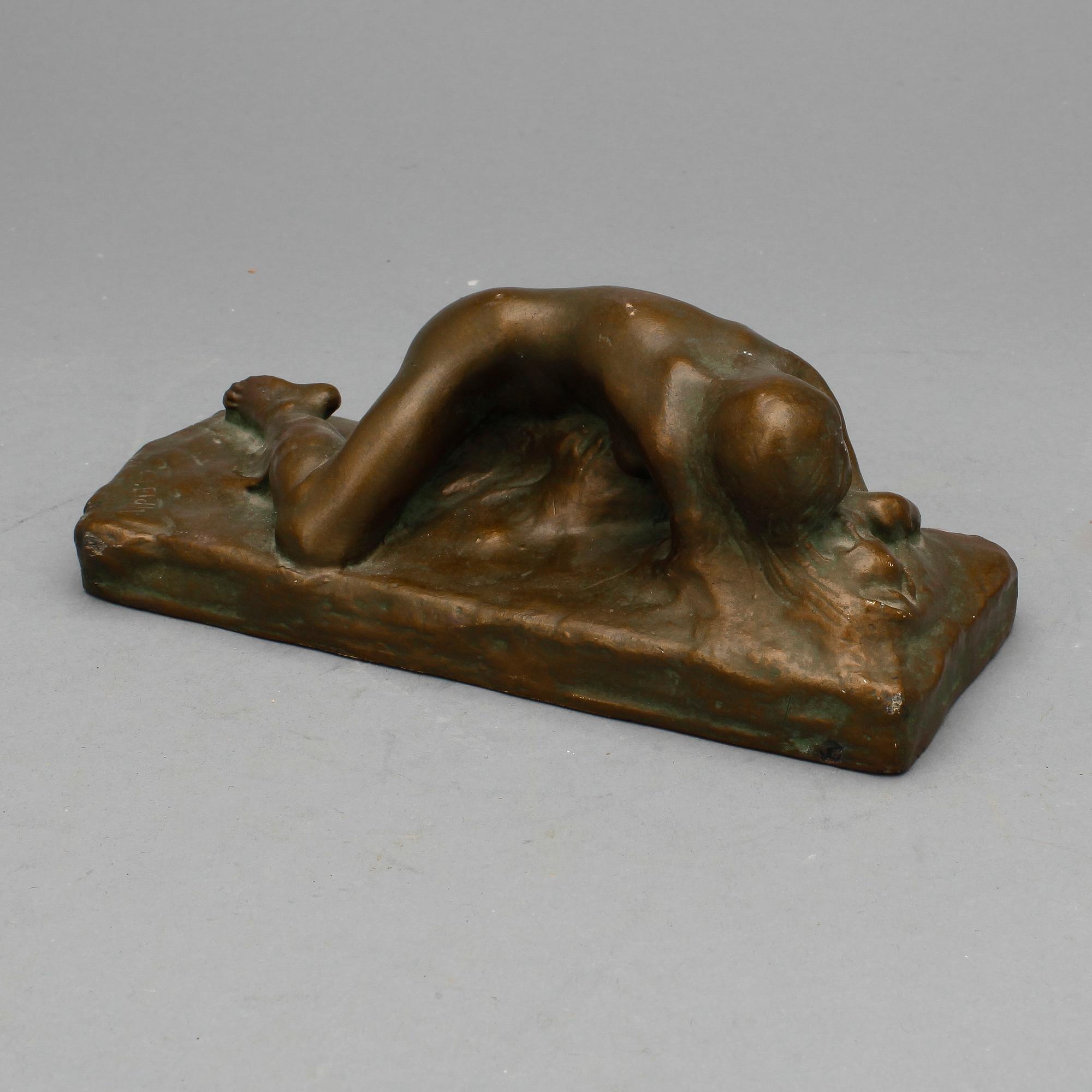 CARL ELDH, skulptur, bronspatinerad gips, signerad.