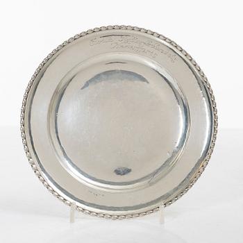 Three silver dishes,  with mark of GAB / CG Hallberg, Stockholm.