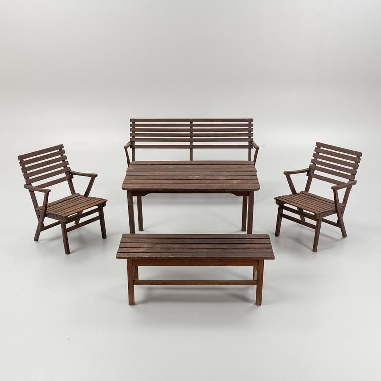 Carl Malmsten, trädgårdsmöbel, 5 delar, "Bergshamra", Igelstaverken.