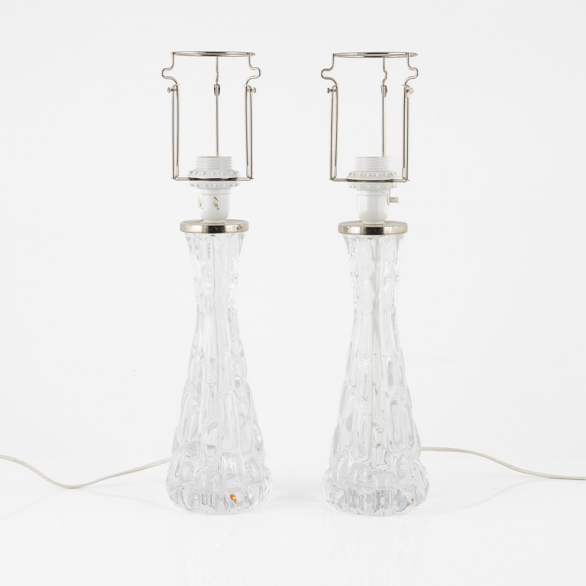 Carl Fagerlund, a pair of table lamps, model RD 1477, Orrefors.
