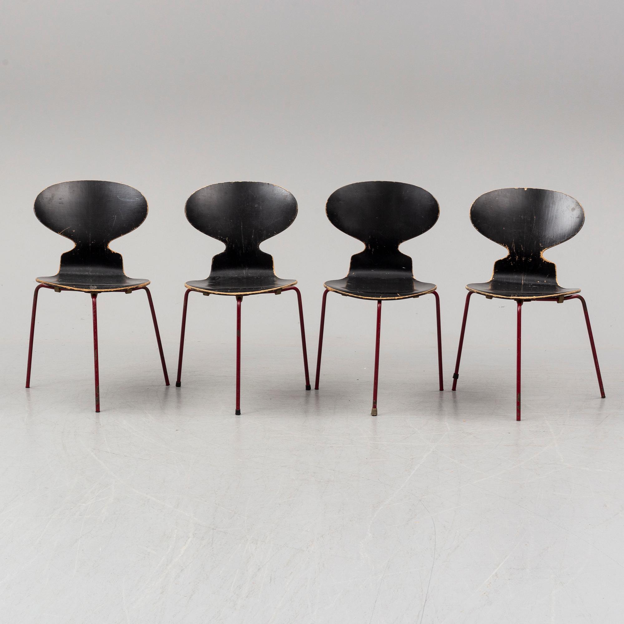 ARNE JACOBSEN, stolar, 4 st, "Myran".