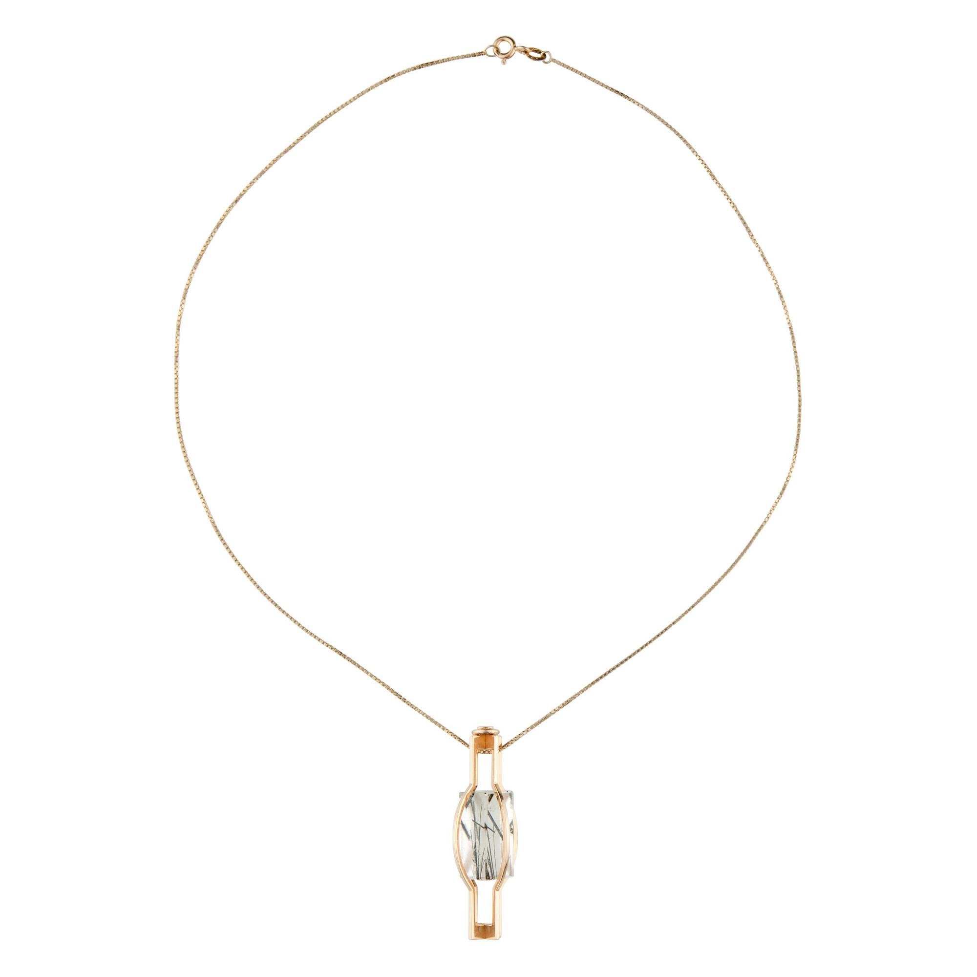 Elis Kauppi, PENDANT, 14K gold, rutile quartz, Kupittaan Kulta 1960´s/70´s.