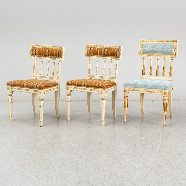 Chairs 1+2, one late gustavian, two 19th century.