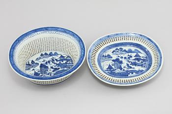 GALLERSKÅL MED FAT, porslin, Kina, 1800-tal.