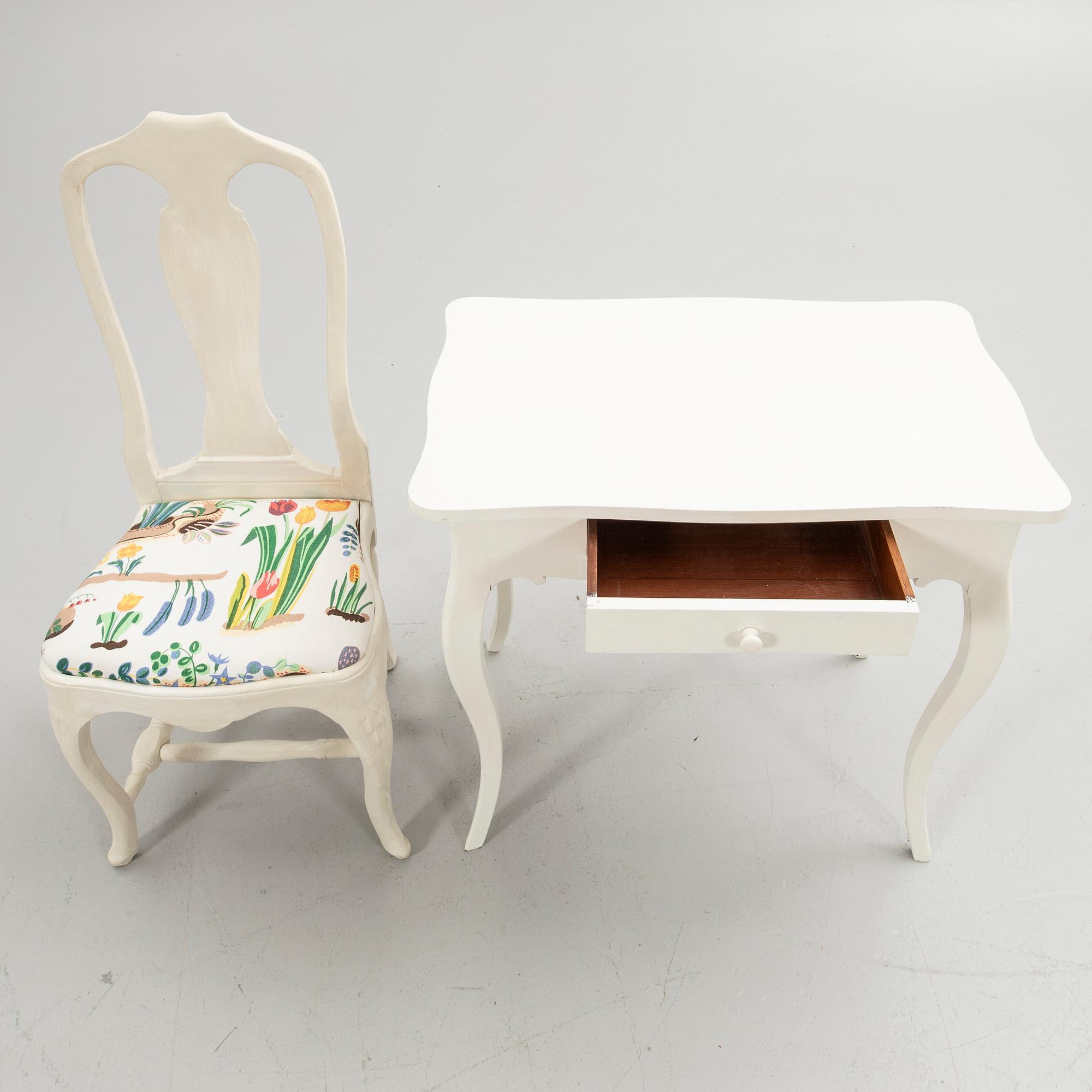 Ladies' writing desk with chair, Rococo style.