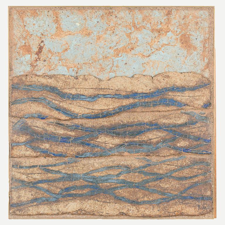 Francesca Mascitti-Lindh, a stoneware relief  "Onda", signed F. Lindh.