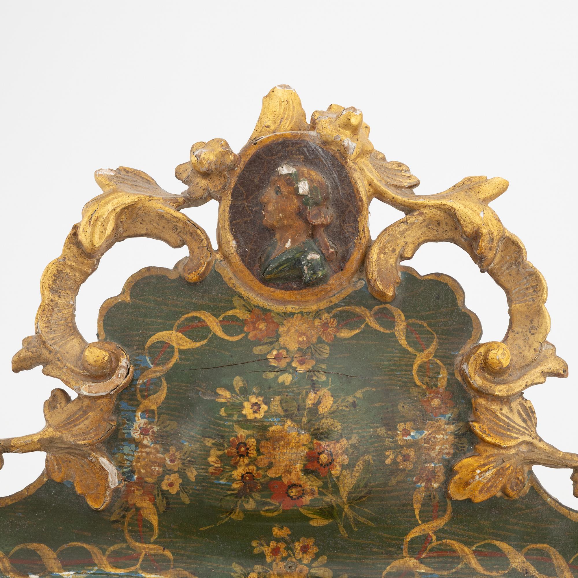 A Rococo style table mirror, probably southern Europe, around the year 1900.