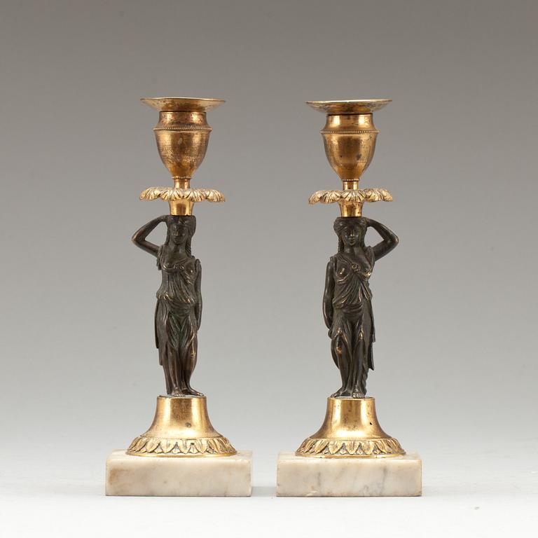 LJUSSTAKAR, ett par, empire/empirestil, 1800-tal.