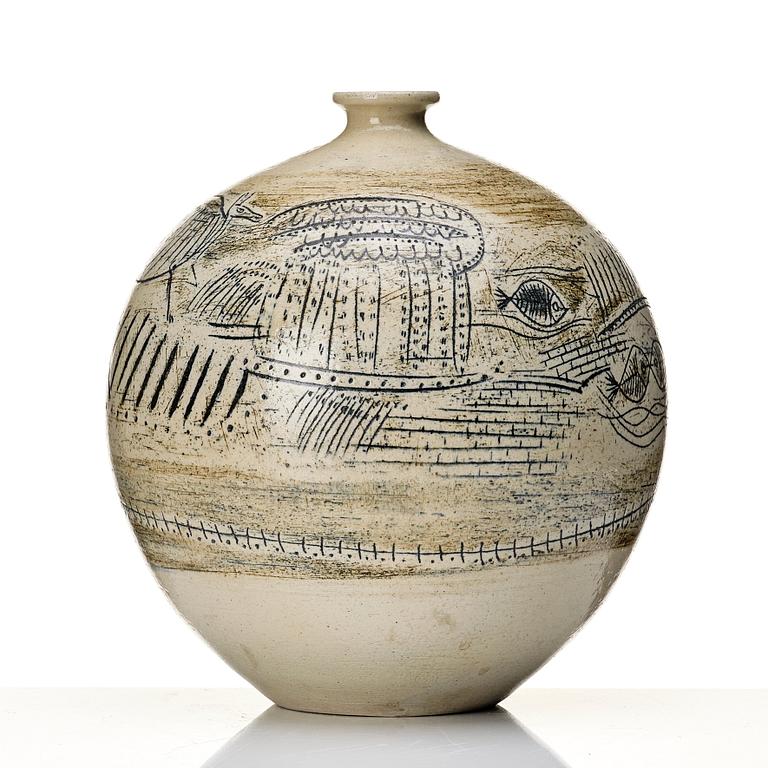 Anders Bruno Liljefors, a large stoneware vase, Gustavsberg studio, Sweden early 1950s.