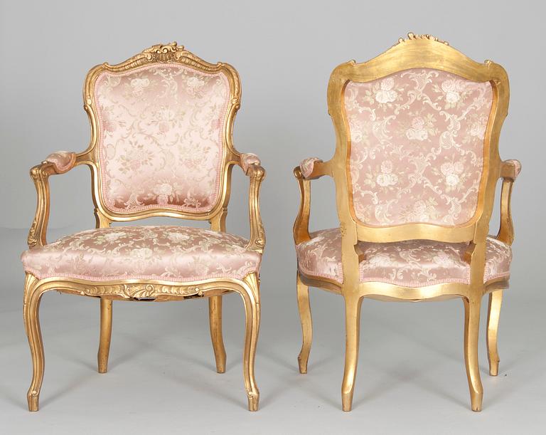 SOFFGRUPP 3 delar, nyrokokostil, 1800-talet senare hälft.