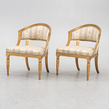 A pair of late Gustaivan style armchairs, 19th century.