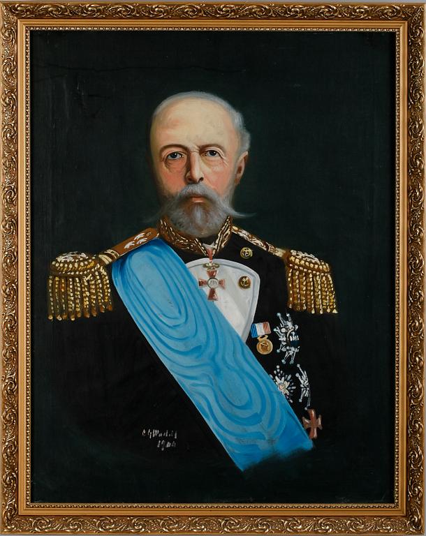 CARL GABRIEL WADELL, Oscar II, olja på duk, sign, otydligt dat 1900.