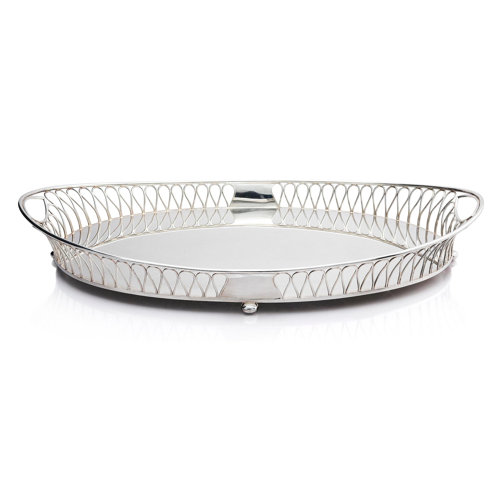 A silver plated tray, mark of company A.G. Dufva, Stockholm, Sweden 20th century.