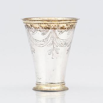 A Swedish parcel-gilt silver beaker, marks of Erik Gustaf Öström, Gävle 1855.