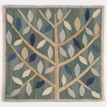 Barbro Nilsson, a Textile, "Grön kvist", tapestry weave, ca ca 45 x 43 cm, signed BN.
