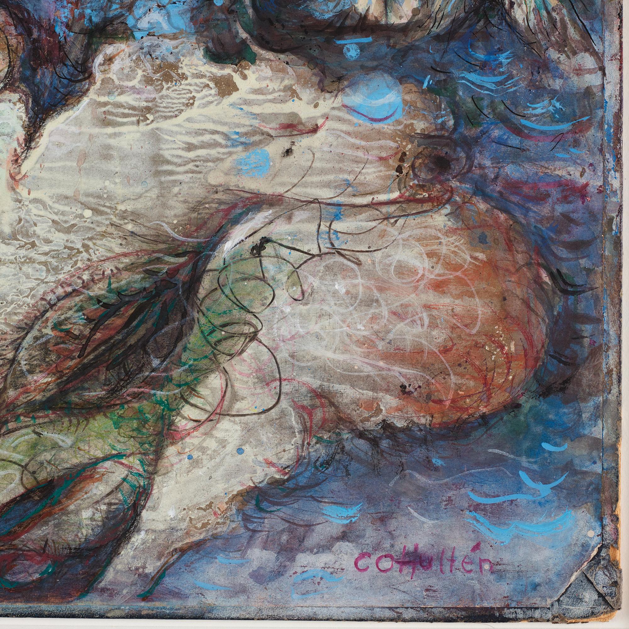 CO Hultén, gouache on paper laid on paper panel, signed and executed 1946.