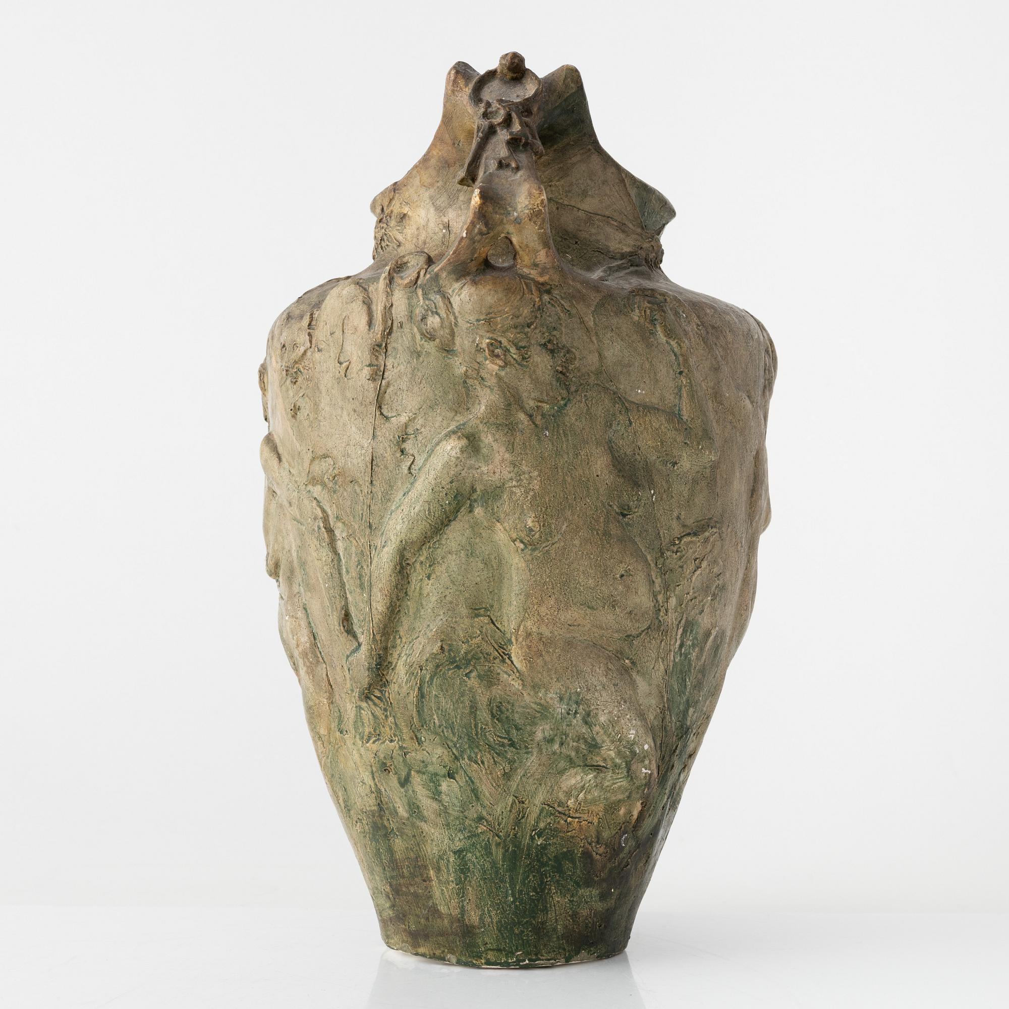 Agnes de Frumerie, an Art Nouveau plaster vase, Paris, signed and dated -94.