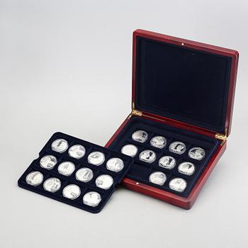 Medaljer 22 st "Danska regenter" silver 1900-talets senare del.