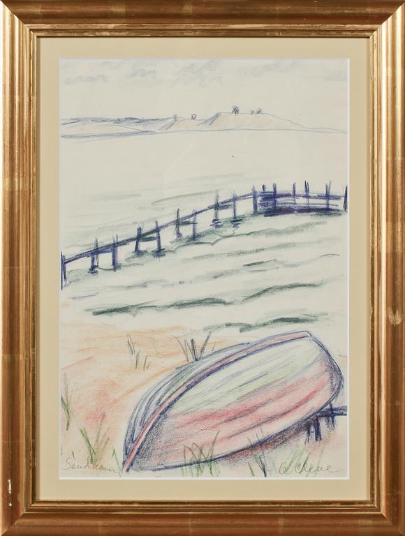 AGNES CLEVE, pastell, signerad.