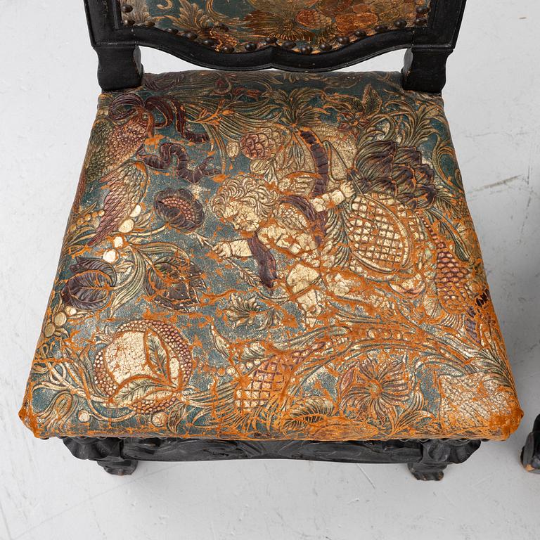 Two chairs, Caroline Baroque, 18th century.