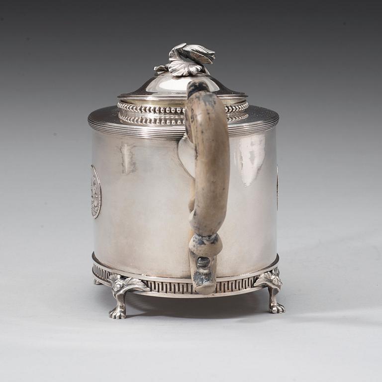 A Swedish 18th century silver tea-pot, marks of Gustaf Hamnqvist, Åmål 1798.