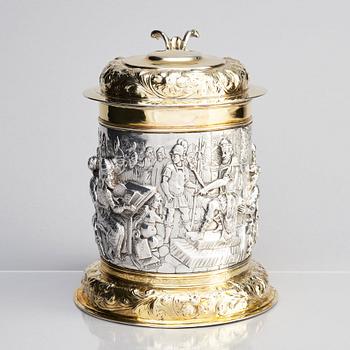 Johann Rohde II, dryckeskanna, delvis förgyllt silver, Danzig (verksam 1684-1726), ca 1690. Barock.