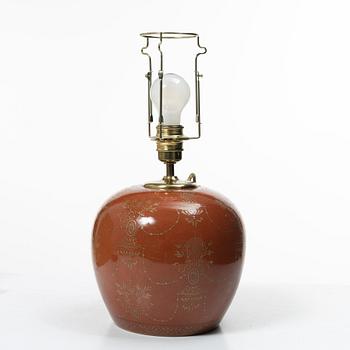 A porcelain table lamp, G&C, 20th/21st century.