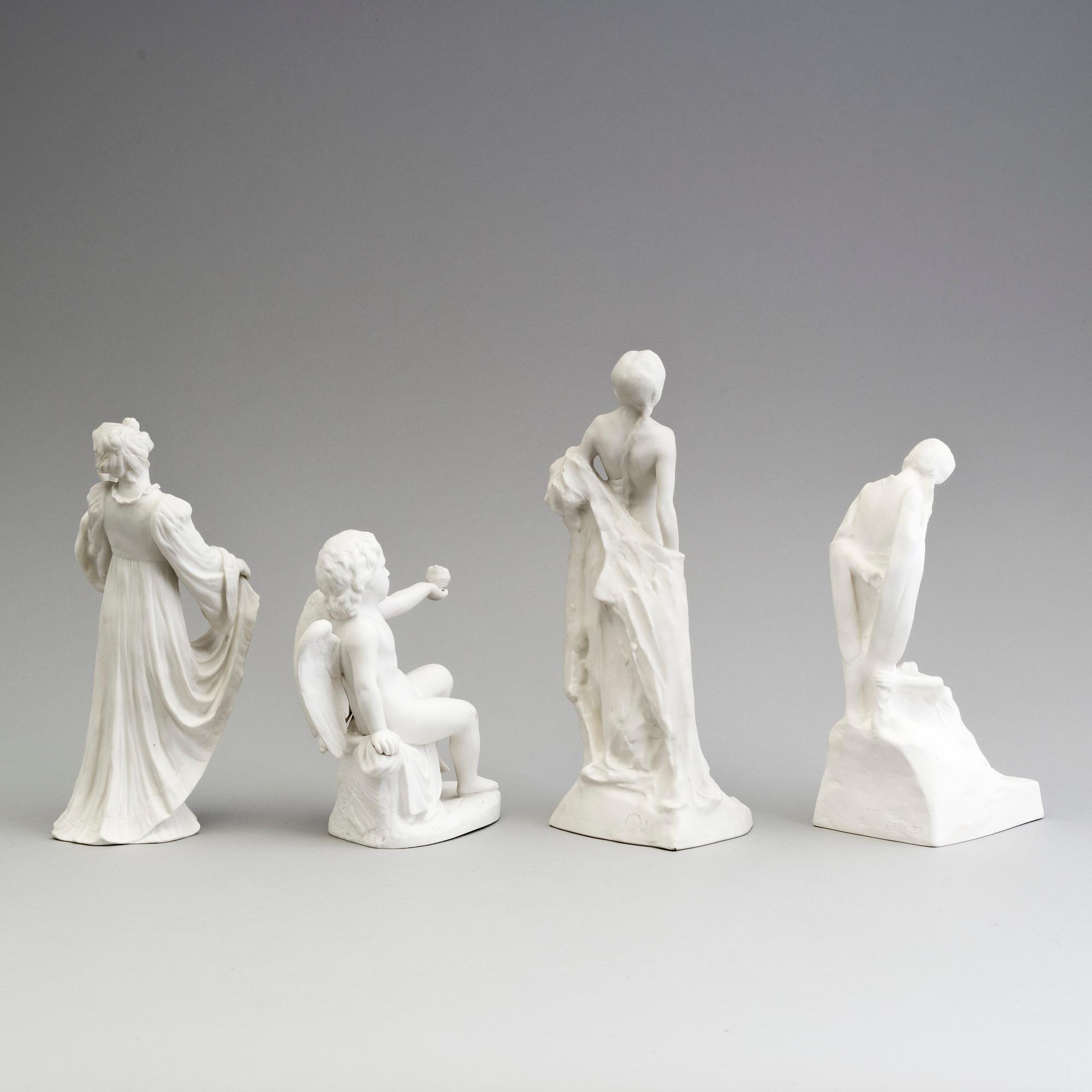 FOUR PARIAN FIGURES, Gustafsberg, ca 1900.