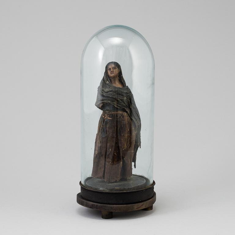 SKULPTUR, vax, 1700-tal, GLASKUPA.