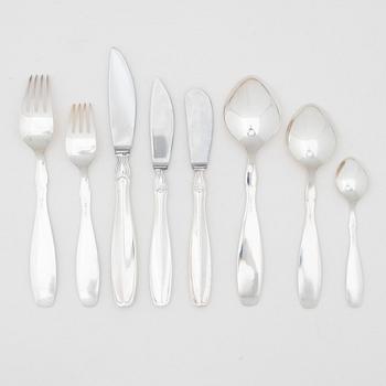 Guldsmedsaktiebolaget (GAB), GAB, cutlery set silver, in case, model 'Vängåva', Stockholm 1964-66 (87 pieces).