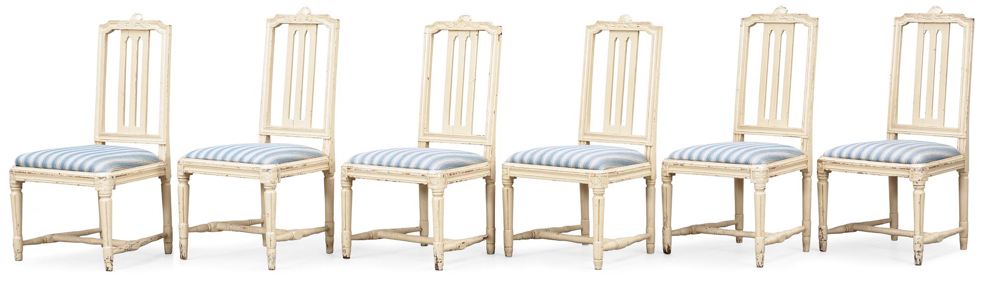 STOLAR, fem stycken. Gustavianska, 1700-talets slut.
