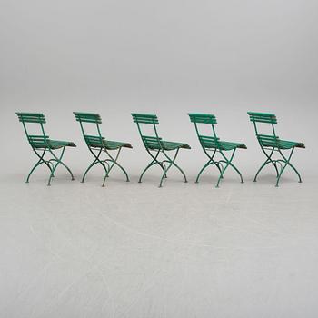 Five collapsible garden chairs, early 20th Century.