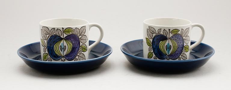 KAFFEKOPPAR MED FAT, 5 st, porslin, "Eden", Marianne Wessman, Rörstrand.