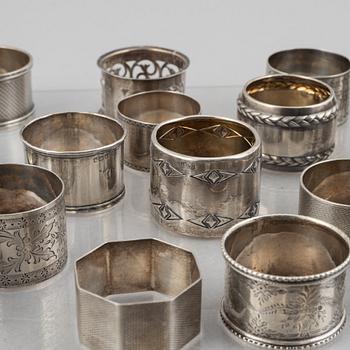 A collection of silver napkin rings, mostly England, Denmark (46 pieces).