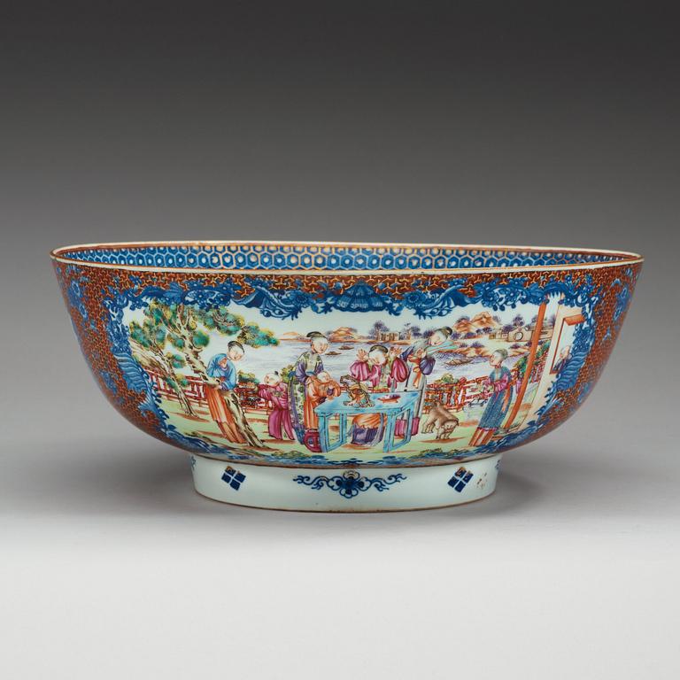 A large famille rose punch bowl, Qing dynasty, (1736-95).