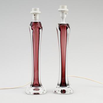 BORDSLAMPOR, 1 par, glas, signerade Flygsfors.