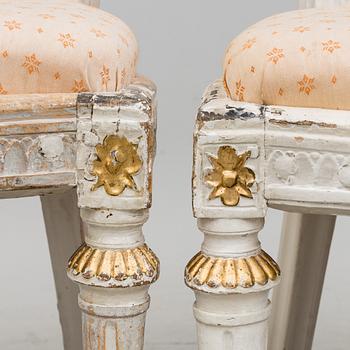 A set of four late Gustavian Lindome chairs from around year 1800.