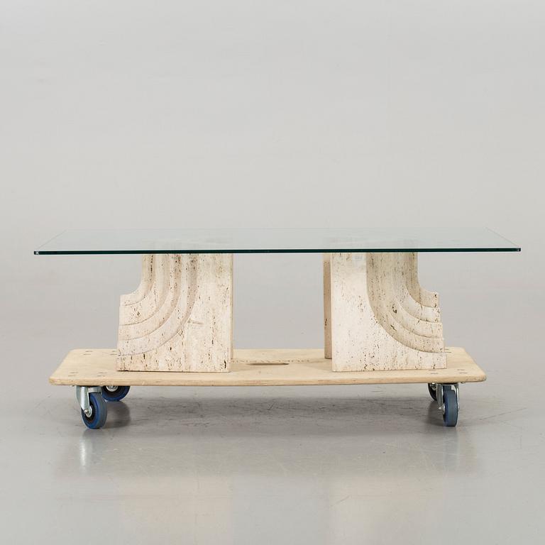 A late 20th century travertine lounge table.