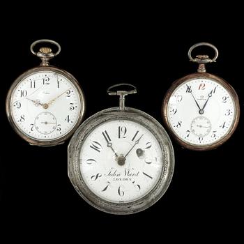 FICKUR, 3 st,  bla Omega, 1800/1900-tal.