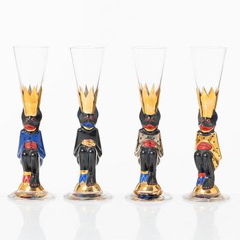 Gunnar Cyrén, schnaps glasses, 6 pcs, so called "Devil glasses", from the Nobel service, Orrefors.