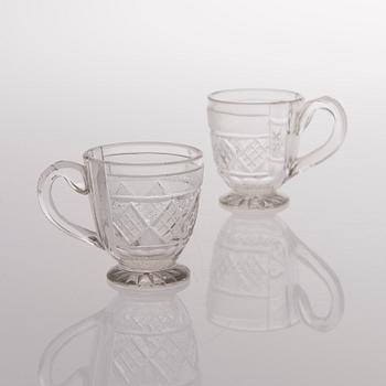 21 Russian glass punch mugs, the late 19th century.
